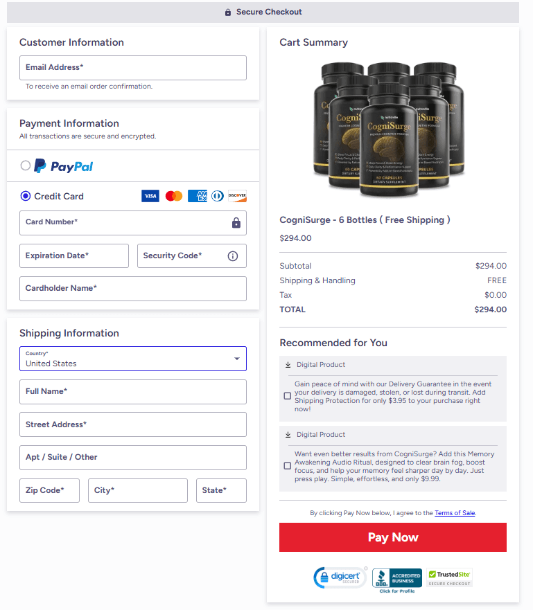 CogniSurge-order-page